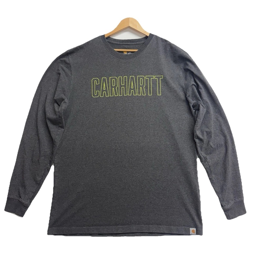 Carhartt Original Fit Long Sleeve‎ T-Shirt Men's L Tall Gray Logo Graphic
